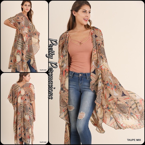 ❤️ Vintage Print Long Layering Boho Kimono Cardigan - Picture 5 of 7